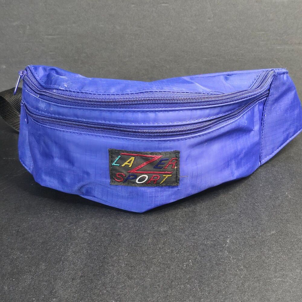 Vtg 1980s Lazer Sport Fanny Pack Neon Purple Great Condition Zippers Work 11"